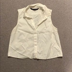 Sleeveless white button up